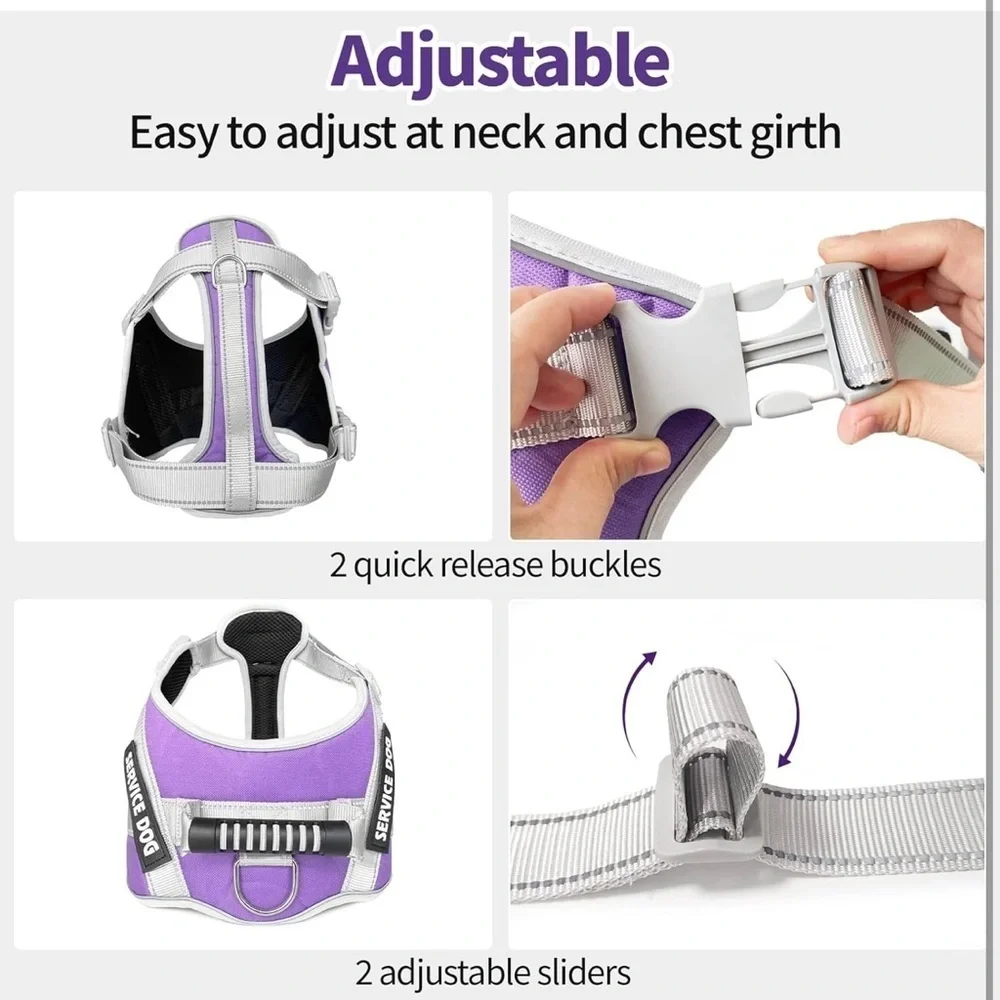 No Pull Reflective Adjustable Soft Mesh Dog Harness and Leash Set service dog XL